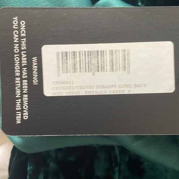 Crushed velvet emerald green cowl back midi dress size 2 - Picture 6 of 7